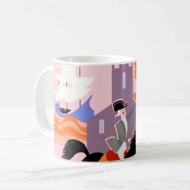 Taza De Café Afiche De Viajes De Allegheny Airlines A Boston (Anverso izquierdo)