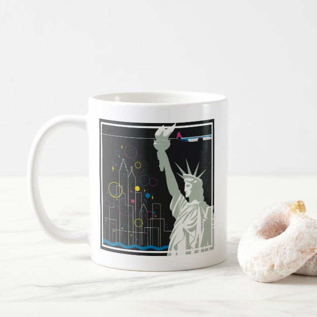 Taza De Café Afiche De Viajes Para Volar Northwest Airlines (Con donut)