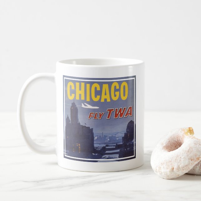 Taza De Café Afiche De Viajes Para Vuelos De Trans World Airlin (Con donut)