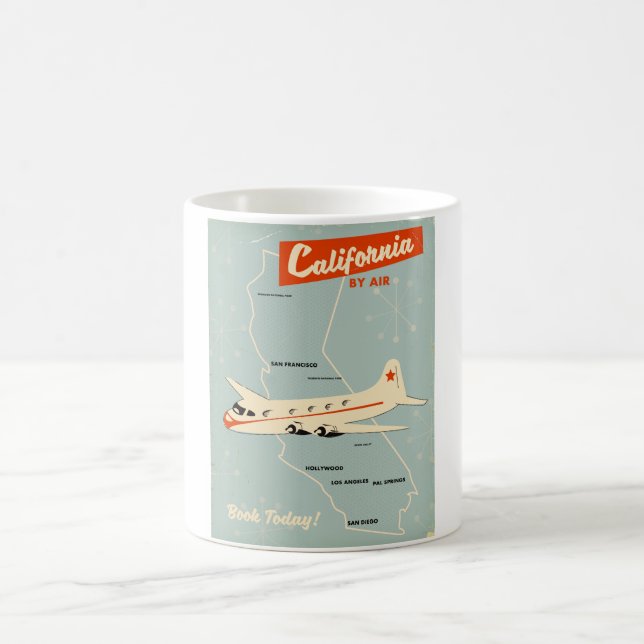 Taza De Café Afiche de viajes "por aire" de California al estil (Centro)