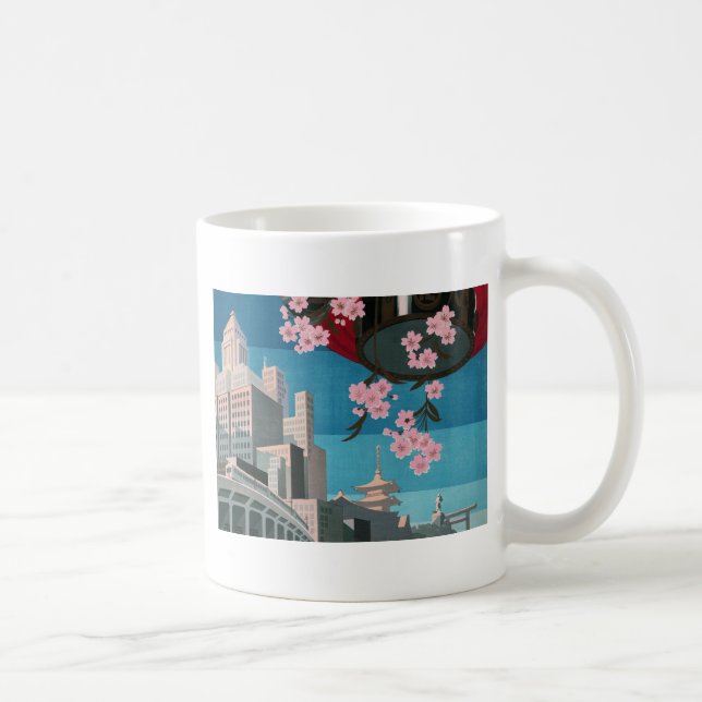 Taza De Café Afiche japonés de viaje vintage de Japón (Derecha)