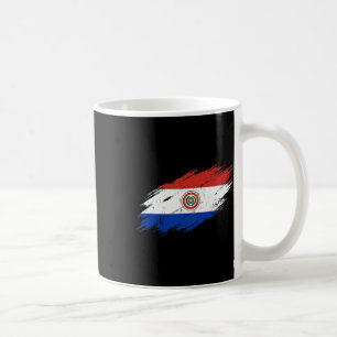 Taza De Café Aficionado de fútbol de Paraguay Bandera desgastad