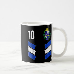 Taza De Café Aficionado de fútbol número 10 bandera de Uruguay