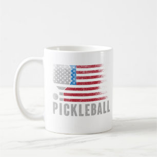 Taza De Café Aficionado de Pickleball con Bandera de EE. UU. Me