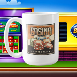 Taza De Café aficionados al juego de retro Casino Coffee Mug