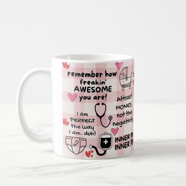 Taza De Café Afirmación graciosa positiva de la enfermera de la (Izquierda)