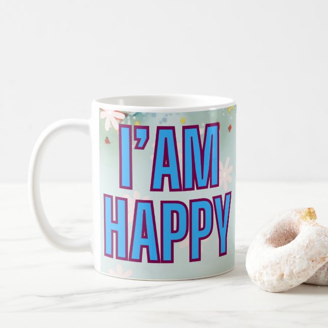 Taza De Café Afirmación positiva Mug para alegría diaria (Con donut)