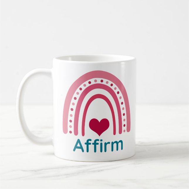 Taza De Café Afirmación Viva Magenta Boho Arcoiris (Izquierda)