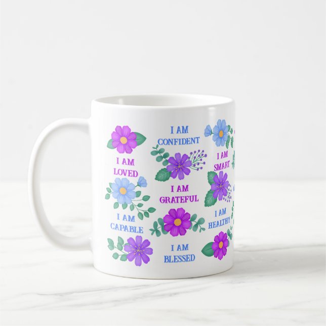 Taza De Café Afirmaciones Crea Tus Propias Cotizaciones Floral  (Izquierda)