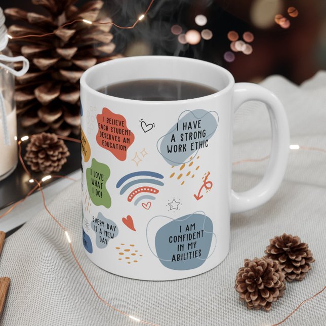 Taza De Café Afirmaciones del profesor (Teacher Affirmations, daily affirmations, teacher gift, gift for teacher, teacher affirm)