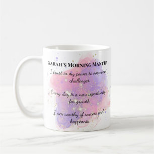 Taza De Café Afirmaciones Mantra de Mañana Personalizadas