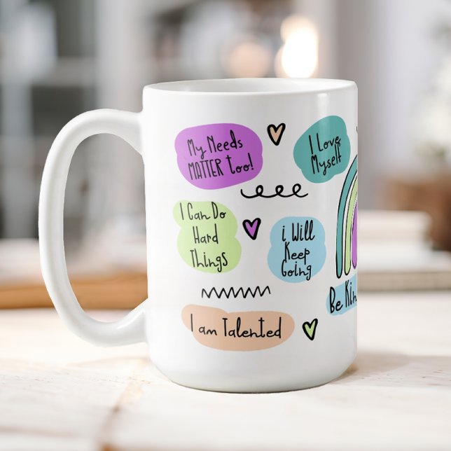 Taza De Café Afirmaciones positivas (A fun positive affirmations coffee mug.)