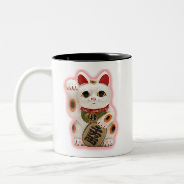 Taza de café afortunada del gato de la fortuna (Izquierda)