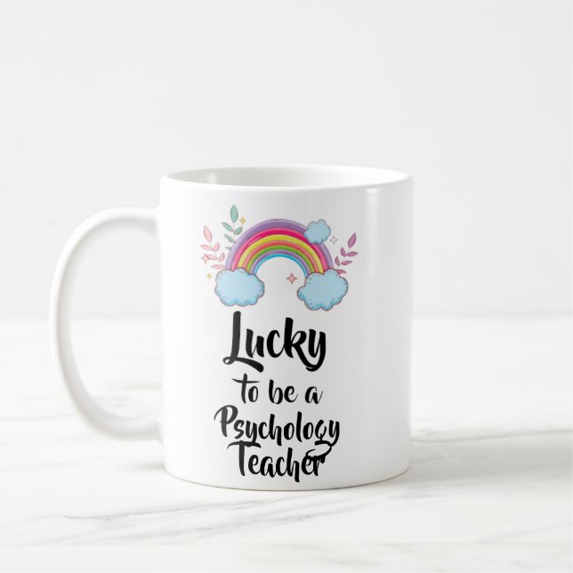 Taza De Café Afortunado De Ser Un Profesor De Psicología Mug (Izquierda)