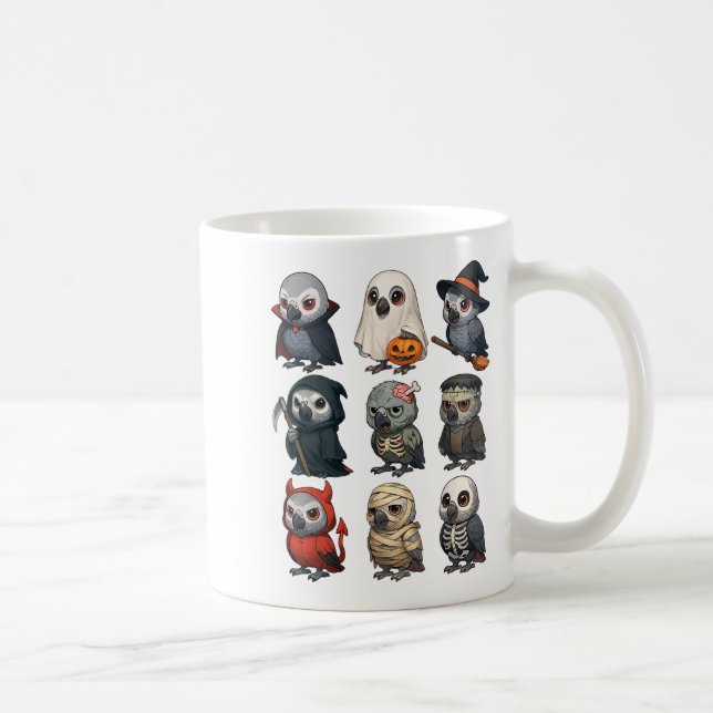 Taza De Café África G Parrot Bird Witch Zombie Halloween Costu (Derecha)