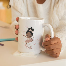 Taza De Café African American Ballerina with Bow, Rose Gold