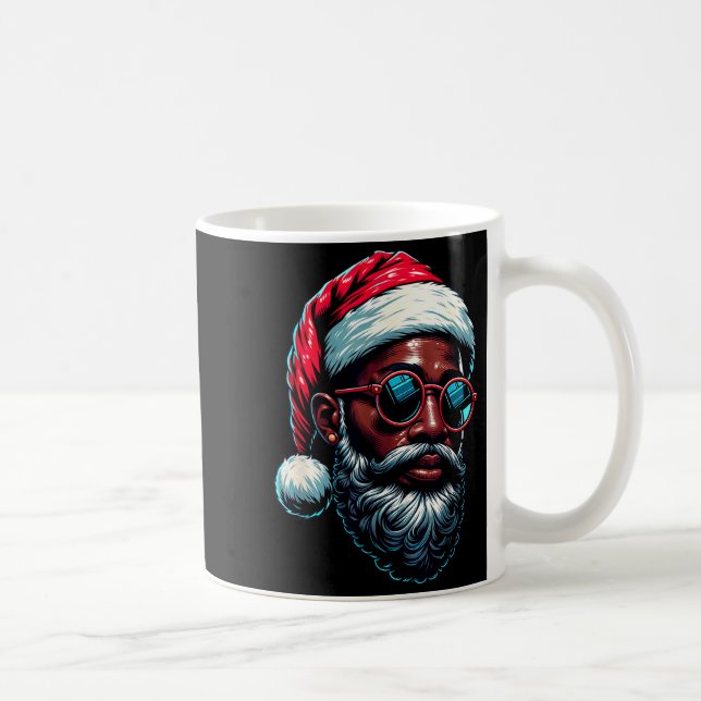 Taza De Café African American Christmas Pajama Xmas Afro Santa  (Derecha)