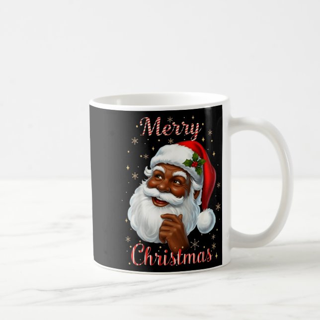 Taza De Café African American Santa Christmas Cool Black X-mas  (Derecha)