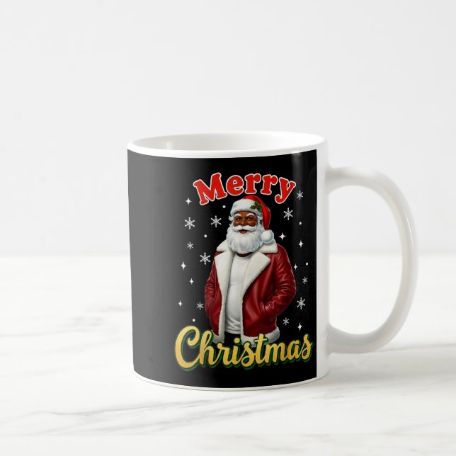 Taza De Café African American Santa Christmas Cool Black X-mas  (Derecha)