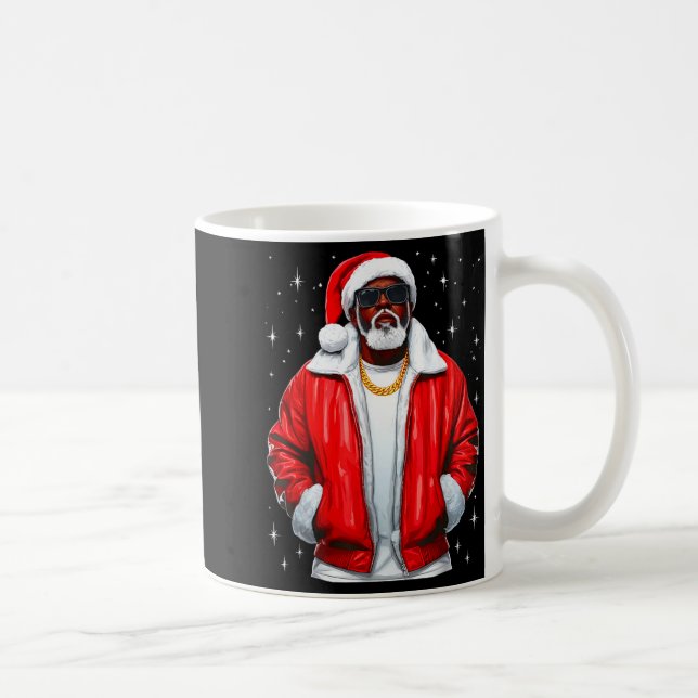 Taza De Café African American Santa Christmas Pajamas Cool Blac (Derecha)