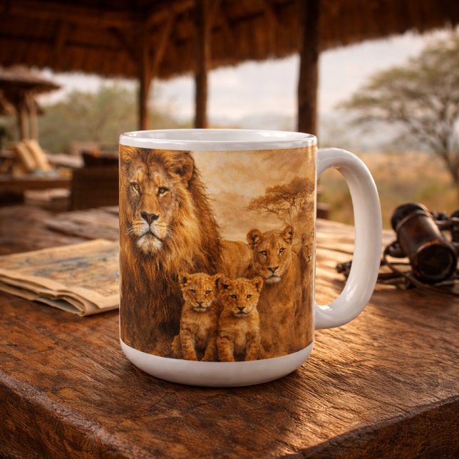 Taza De Café African Lion Pride | Majestic Wildlife Safari (Subido por el creador)