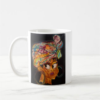 Taza De Café afro cup représentant une oeuvre acrylique 