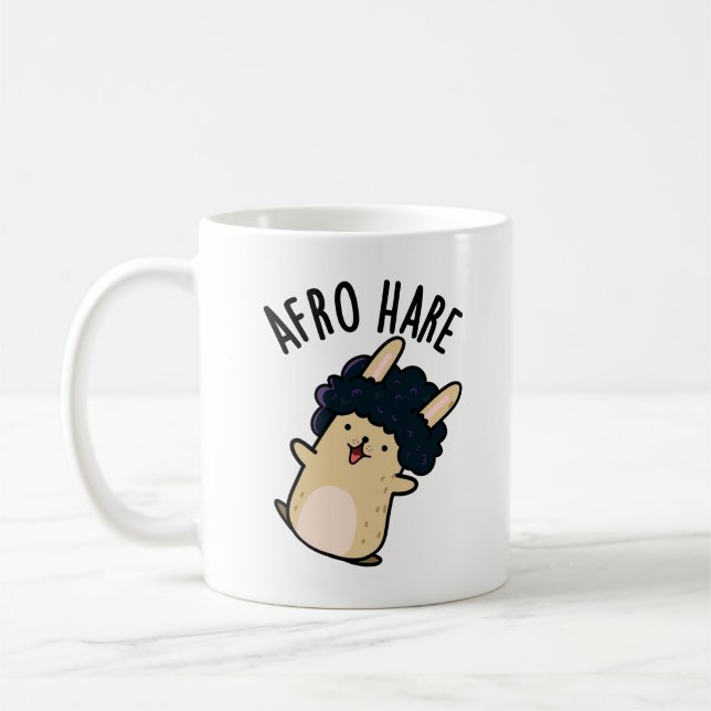 Taza De Café Afro Hare Conejo Gracioso Con Afro Pun (Izquierda)
