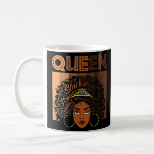 Taza De Café Afro Melanin Reina Chica ropa estadounidense