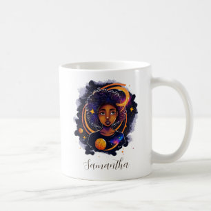 Taza De Café Afro-mujer del sistema solar