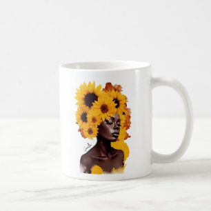 Taza De Café Afroamericana con pelo afro girasol