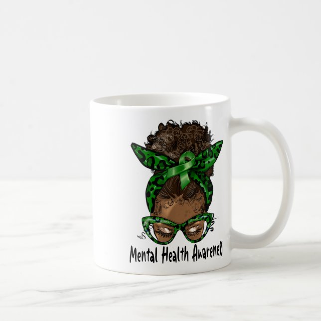 Taza De Café Afroamericana de Black Woman Mental Health Awaring (Derecha)