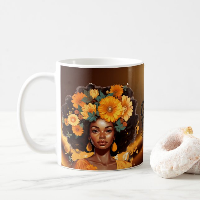 Taza De Café Afrocentric Juneteenth Art Celebrating Black Women (Con donut)