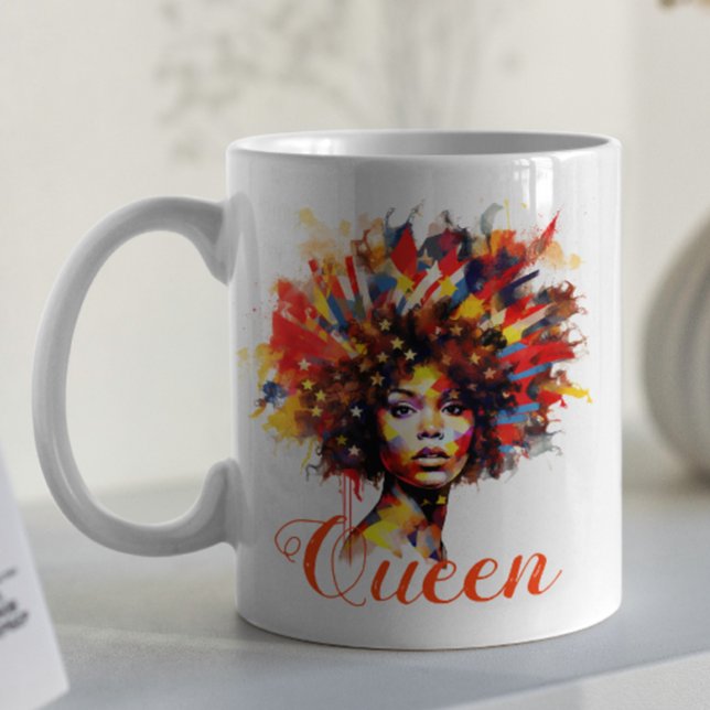 Taza De Café Afromujer artística floral con monograma y cita (Subido por el creador)