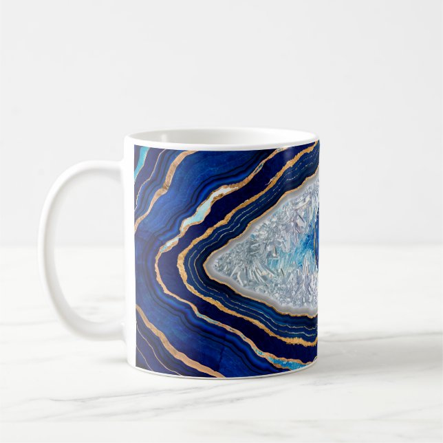 Taza De Café Agante azul ocular malvado geode arte digital (Izquierda)