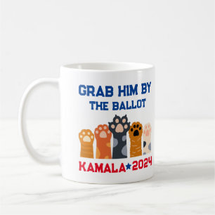 Taza De Café Agárralo por la papeleta Gata Kamala Harris 2024