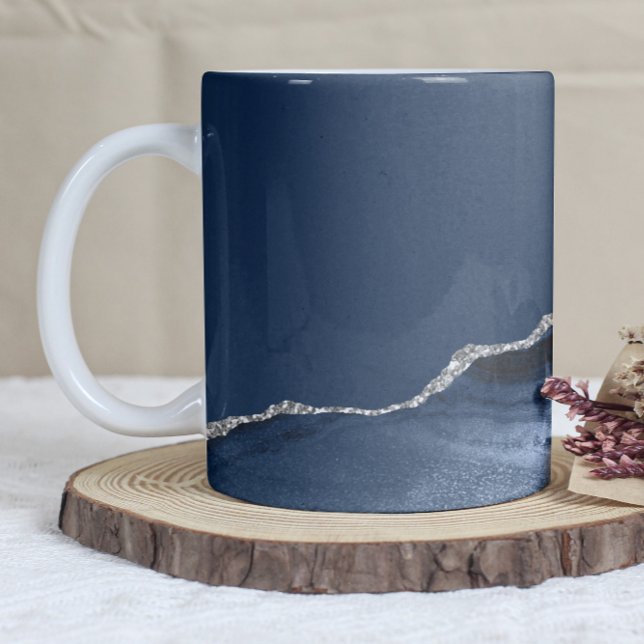 Taza De Café Ágata plateada azul marino (Subido por el creador)