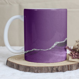Taza De Café Ágata Púrpura con Brillo de Plata