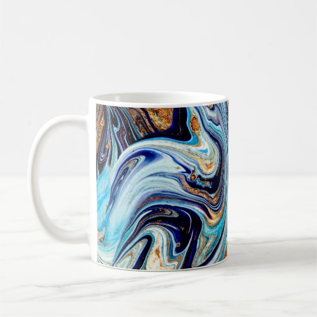 Taza De Café Agato azul persa: Textura lujosa oriental (Izquierda)
