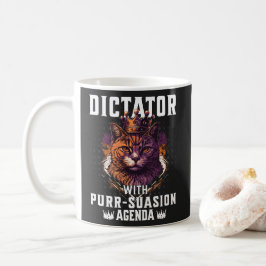 Taza De Café Agenda de Purrsuasión Gato Divertido Mandón