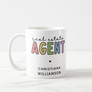 Taza De Café Agente de bienes raíces con nombre personalizado
