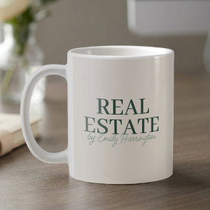 Taza De Café Agente de Bienes Raíces Verde Moderno
