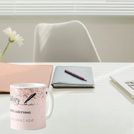 Taza De Café Agente de firma de préstamos notariales rosa dorad
