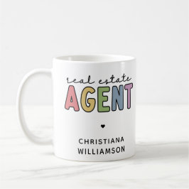 Taza De Café Agente inmobiliario de nombre personalizado | Rega