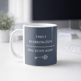 Taza De Café Agente Inmobiliario Gris Clave Clásica
