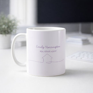 Taza De Café Agente Inmobiliario Malva Arte de Línea