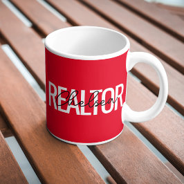 Taza De Café Agente Inmobiliario Realtor Nombre Personalizado