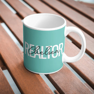 Taza De Café Agente Inmobiliario Realtor Nombre Personalizado