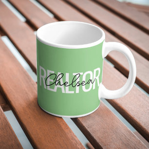 Taza De Café Agente Inmobiliario Realtor Nombre Personalizado