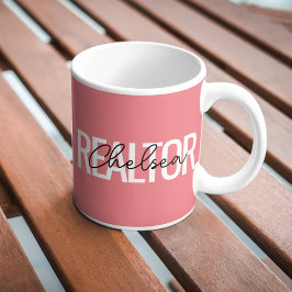Taza De Café Agente Inmobiliario Realtor Nombre Personalizado