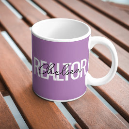 Taza De Café Agente Inmobiliario Realtor Nombre Personalizado